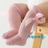 Tất dài bé gái công chúa AQQInfant - Màu trơn, nơ xinh, thoáng mát, over‑knee 3