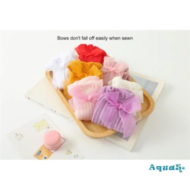 Tất dài bé gái công chúa AQQInfant - Màu trơn, nơ xinh, thoáng mát, over‑knee 5