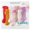 Tất dài bé gái công chúa AQQInfant - Màu trơn, nơ xinh, thoáng mát, over‑knee 6