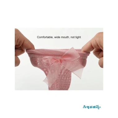 Tất dài bé gái công chúa AQQInfant - Màu trơn, nơ xinh, thoáng mát, over‑knee 7