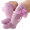 Tất dài bé gái công chúa AQQInfant - Màu trơn, nơ xinh, thoáng mát, over‑knee 10