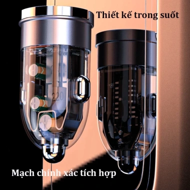 Tẩu sạc nhanh ô tô 45W MONQIQI USB+Type-C, thiết kế ẩn, chip thông minh