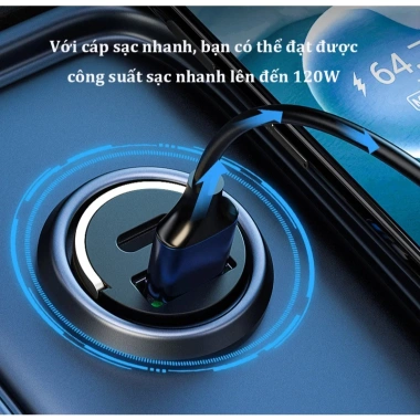 Tẩu sạc nhanh ô tô 45W MONQIQI USB+Type-C, thiết kế ẩn, chip thông minh