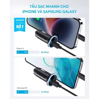 Tẩu sạc ô tô Anker 323 52.5W PD30W+QC22.5W, 2 cổng C&A, Viettel, 318.441₫ 4 Tẩu sạc ô tô Anker 323 52.5W PD30W+QC22.5W, 2 cổng C&A, Viettel, 318.441₫ 4