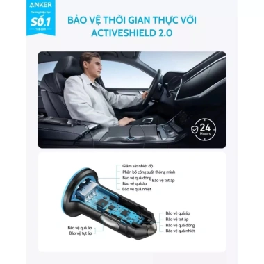 Tẩu sạc ô tô Anker 323 52.5W PD30W+QC22.5W, 2 cổng C&A, Viettel, 318.441₫