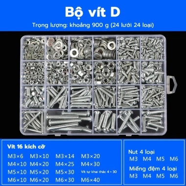 TAYO Bộ 900g Bu Lông Đai Ốc M3 M4 M5 M6 - Đầy Đủ, Tiện Dụng, Giá 49.000đ 7