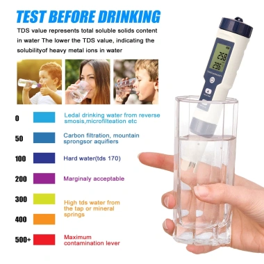 TAYO Bút đo pH/TDS/EC/độ mặn & nhiệt độ, kèm 3 gói pH tiêu chuẩn - Giá 140.000 VND 2