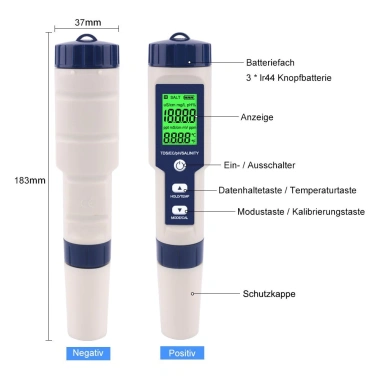 TAYO Bút đo pH/TDS/EC/độ mặn & nhiệt độ, kèm 3 gói pH tiêu chuẩn - Giá 140.000 VND 8