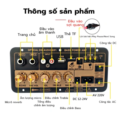 TAYO Karaoke gia đình loa siêu trầm âm thanh xe hơi Bluetooth, bảng khuếch đại công suất kỹ thuật số - 230.000 VND