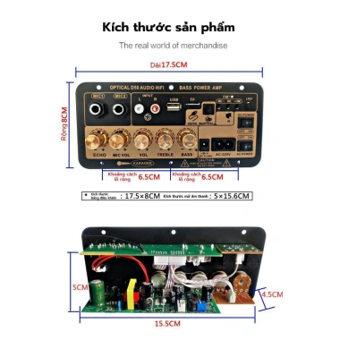 TAYO Karaoke gia đình loa siêu trầm âm thanh xe hơi Bluetooth, bảng khuếch đại công suất kỹ thuật số - 230.000 VND
