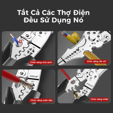 TAYO Kìm Tuốt Dây Điện Đa Năng Thế Hệ Mới - 12 Tính Năng, Cắt Dây Phần Cứng Chuyên Nghiệp, Giá 60.000 VND