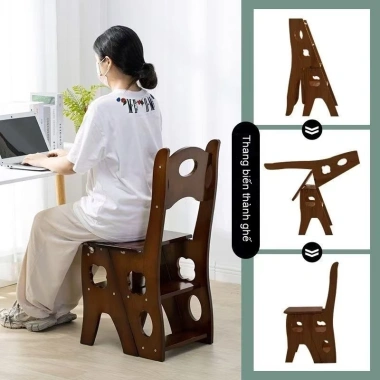 Thang gỗ chắc chắn, thang gấp đa năng, ghế đẩu, thang leo – 1.665.000 VND