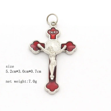 Thánh Giá Benedict Kim Loại Bạc Cổ 5.2x3cm - Quà Tặng Cơ Đốc DIY Vòng Cổ Móc Khóa Túi