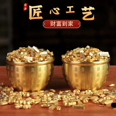Thanh vàng thỏi Cornucopia Tiền may mắn đồng thau Baifu đồ trang trí văn phòng