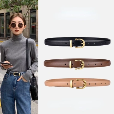 Thắt Lưng Da Bò Đen - Phong Cách Hàn Quốc Đơn Giản, Thời Trang, Giá 99.085₫