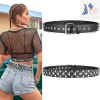 Thắt lưng da thời trang Goth Rock với viên đạn rỗng & đinh tán – Điều chỉnh, phong cách Punk cho nữ 3