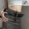 Thắt lưng da thời trang Goth Rock với viên đạn rỗng & đinh tán – Điều chỉnh, phong cách Punk cho nữ 4