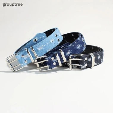 Thắt lưng Grouptree phong cách punk đen và xanh denim, nam nữ, giảm giá 23% 3 Thắt lưng Grouptree phong cách punk đen và xanh denim, nam nữ, giảm giá 23% 3