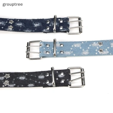 Thắt lưng Grouptree phong cách punk đen và xanh denim, nam nữ, giảm giá 23% 5 Thắt lưng Grouptree phong cách punk đen và xanh denim, nam nữ, giảm giá 23% 5