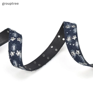 Thắt lưng Grouptree phong cách punk đen và xanh denim, nam nữ, giảm giá 23%