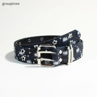Thắt lưng Grouptree phong cách punk đen và xanh denim, nam nữ, giảm giá 23%