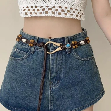 Thắt lưng nữ boho dân tộc vỏ hạt gỗ - thiết kế tinh tế cho kỳ nghỉ, giá 69.626 VND