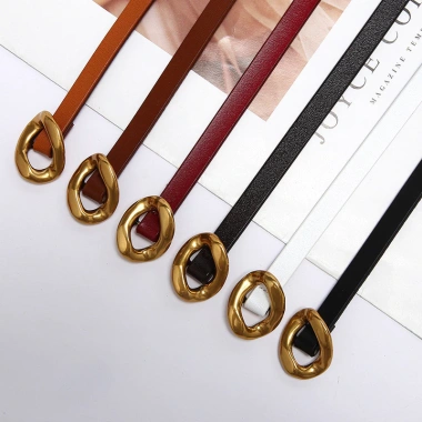 Thắt lưng nữ thời trang mỏng da bò, khóa vàng, thắt nút, chất lượng cao - 84.161₫