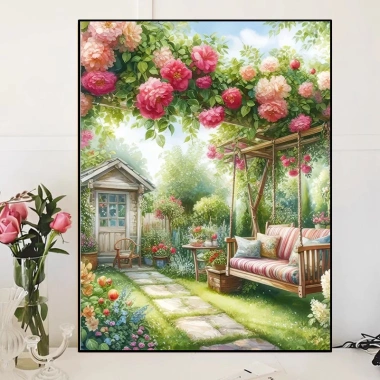 Thêu Chữ Thập Phong Cách Mới 2.025 Châu Âu Vườn Phong Cảnh In Tay Tự Làm 3