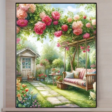 Thêu Chữ Thập Phong Cách Mới 2.025 Châu Âu Vườn Phong Cảnh In Tay Tự Làm 6