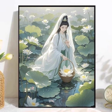 Thêu Ren Cross Stitch Quan Âm 2.025 - Trung Hoa Sen, Full Thêu, 325.068 VND