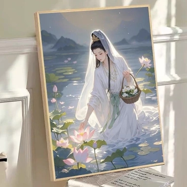 Thêu Ren Cross Stitch Quan Âm 2.025 - Trung Hoa Sen, Full Thêu, 325.068 VND