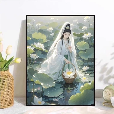 Thêu Ren Cross Stitch Quan Âm 2.025 - Trung Hoa Sen, Full Thêu, 325.068 VND