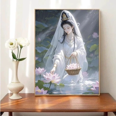 Thêu Ren Cross Stitch Quan Âm 2.025 - Trung Hoa Sen, Full Thêu, 325.068 VND