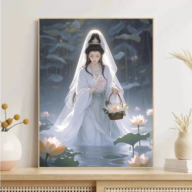 Thêu Ren Cross Stitch Quan Âm 2.025 - Trung Hoa Sen, Full Thêu, 325.068 VND