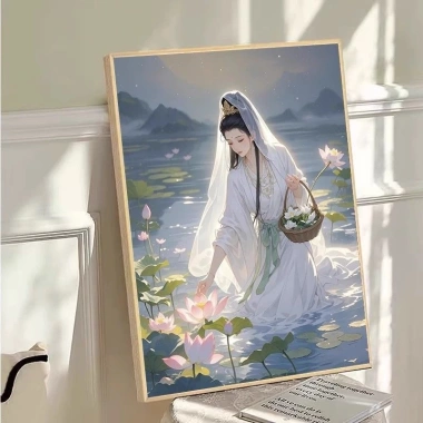 Thêu Ren Cross Stitch Quan Âm 2.025 - Trung Hoa Sen, Full Thêu, 325.068 VND