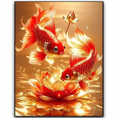 Thêu ren Sen Cross Stitch 2.025 phong cách mới - Mảnh nhỏ Koi In chữ thập Thêu riêng