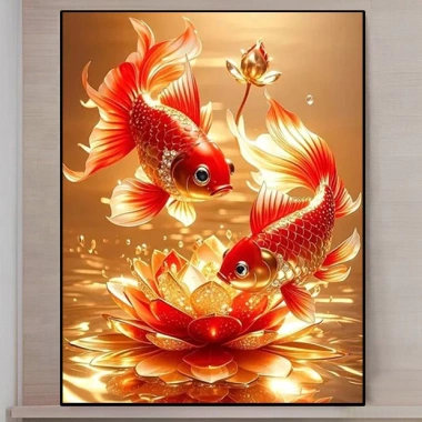 Thêu ren Sen Cross Stitch 2.025 phong cách mới - Mảnh nhỏ Koi In chữ thập Thêu riêng
