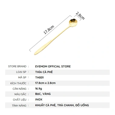Thìa inox hình hoa lá B164 Muỗng cà phê, thìa dài uống trà 2 màu vàng bạc, giá 13.000 3