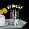 Thìa inox hình hoa lá B164 Muỗng cà phê, thìa dài uống trà 2 màu vàng bạc, giá 13.000 5