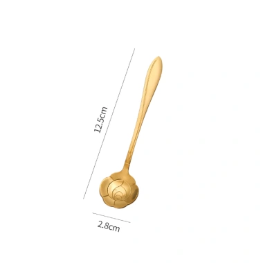 Thìa inox hình hoa lá B164 Muỗng cà phê, thìa dài uống trà 2 màu vàng bạc, giá 13.000 10