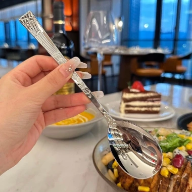 Thìa muỗng inox 316 dài, khắc nốt nhạc tinh tế - Bộ Gb50 cho cơm, phở, soup - 49k