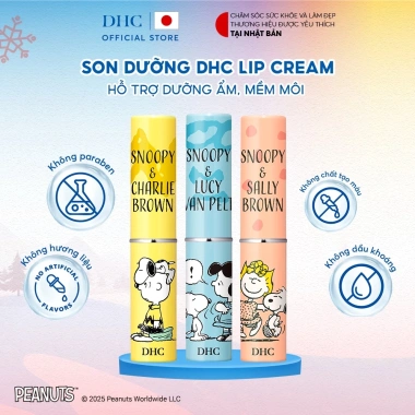Thiết kế Snoopy - Combo 3 Thỏi Son DHC Lip Cream Dưỡng ẩm, Mềm môi, Giá chỉ 675.000₫