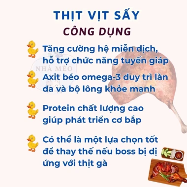Thịt vịt sấy cho chó mèo - Thịt sấy thơm ngon, giàu protein, giá 46.500₫ 2 Thịt vịt sấy cho chó mèo - Thịt sấy thơm ngon, giàu protein, giá 46.500₫ 2