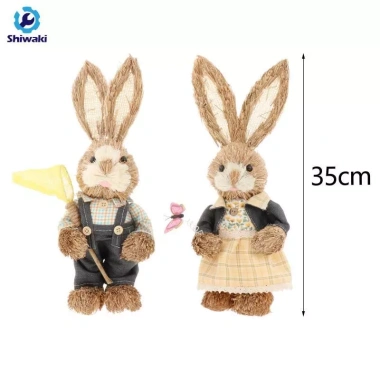 Thỏ Rơm Phục Sinh 35cm Đạo cụ trang trí lễ Phục sinh, phụ kiện tiệc giá 282.700 VND