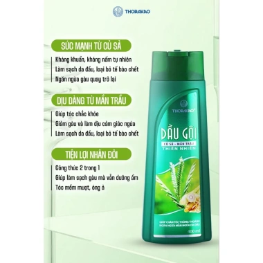 Thorakao Dầu Gội Xả 2in1 Củ Sả Mần Trầu 400ml - Sạch Gàu, Dịu Da Đầu, Tóc Khỏe