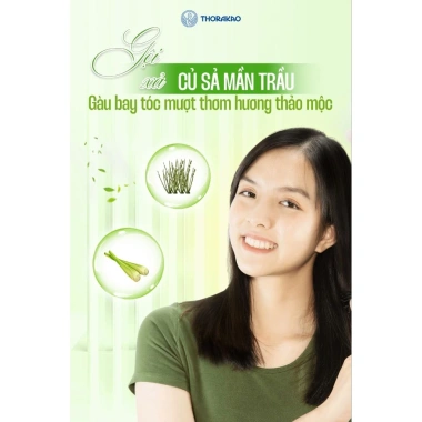 Thorakao Dầu Gội Xả 2in1 Củ Sả Mần Trầu 400ml - Sạch Gàu, Dịu Da Đầu, Tóc Khỏe