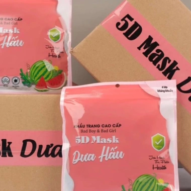 Thùng 200 chiếc khẩu trang 5D Dưa Hấu - Giá chỉ 40.000đ, giảm 12.000, thoáng mát, bảo vệ hoàn hảo