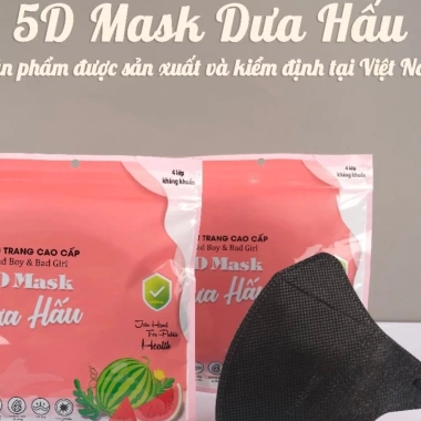 Thùng 200 chiếc khẩu trang 5D Dưa Hấu - Giá chỉ 40.000đ, giảm 12.000, thoáng mát, bảo vệ hoàn hảo