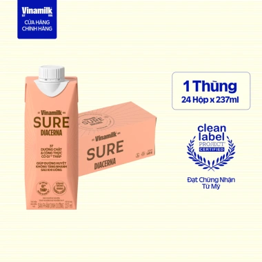 Thùng 24 hộp Sữa Bột Vinamilk Sure Diacerna 237ml - 37 dưỡng chất, chỉ số đường huyết thấp, giảm giá 1.152.403₫ 2 Thùng 24 hộp Sữa Bột Vinamilk Sure Diacerna 237ml - 37 dưỡng chất, chỉ số đường huyết thấp, giảm giá 1.152.403₫ 2