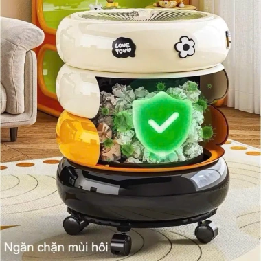 Thùng rác bánh rán hoạt hình tháo rời, dễ thương, phù hợp phòng khách, 254.150 VND